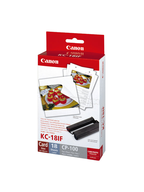Canon KC-18IF Ink & Label Set for CP SELPHY Printers (18x Credit Card Size Labels)