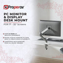 ProperAV Desk Monitor Mount Articulated Swing Arm 17''- 32'' VESA Max 100x100 White/Grey