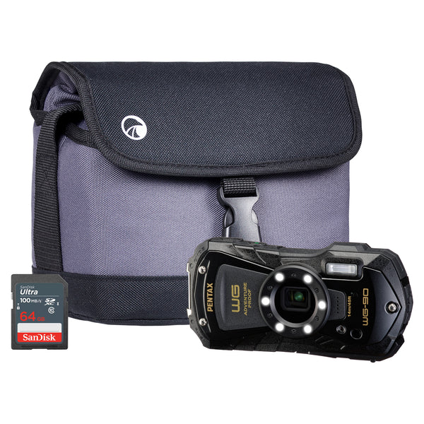 Pentax WG-90 16MP 5x Zoom Tough Compact Camera - Black