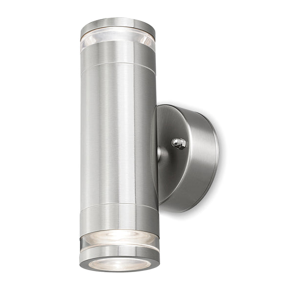 4lite Marinus GU10 Bi-Directional Outdoor Wall Light without PIR - Stainless Steel