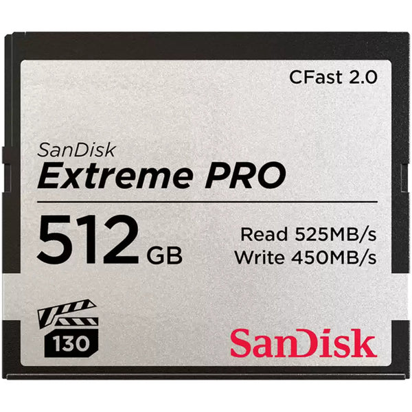 SanDisk Extreme Pro 512GB CFast 2.0 Memory Card 525 MB/s, 450 MB/s