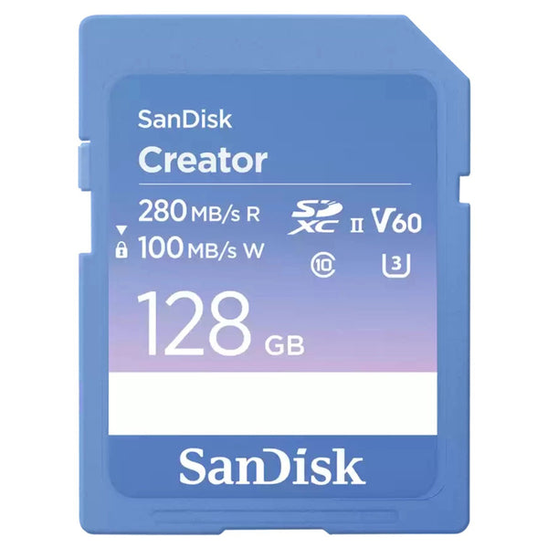 SanDisk 128GB Creator SDXC Class 10 UHS-II Card 280 MB/s, 100 MB/s