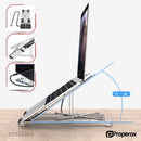 ProperAV Laptop or Tablet Stand Portable with Built in 100W USB-C Hub 4 x USB-A Port Aluminium Construction Silver