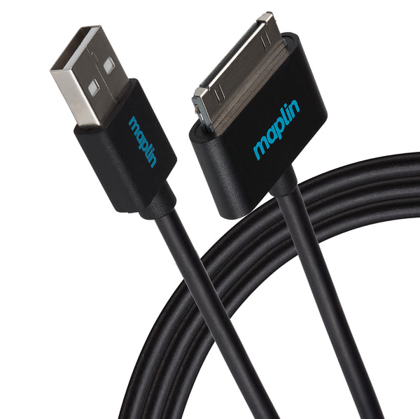 Maplin 30 Pin Samsung Connector to USB-A Cable 1.5m Black
