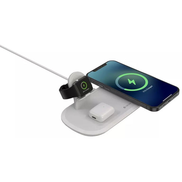 Devia 15W Triple Wireless Magnetic Charging Pad - Apple iPhone, Airpods & Watch - White