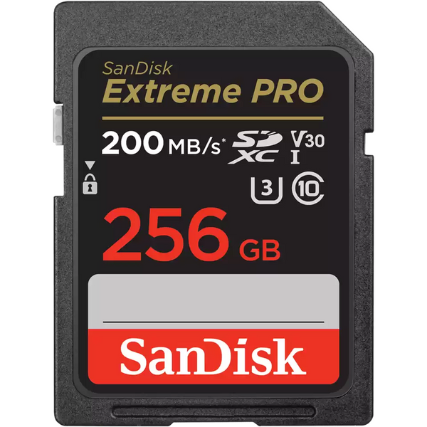 SanDisk 256GB Extreme Pro SDXC Class 10 UHS-I Card 200 MB/s, 90 MB/s