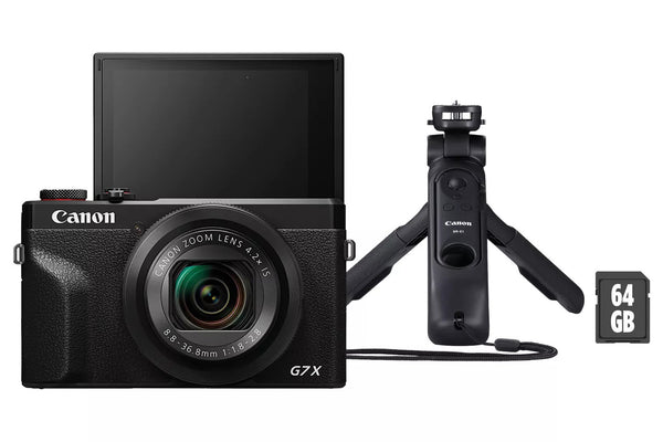 Canon Powershot G7X MK III Premium Vlogger Kit inc HG-100TBR Tripod Grip 64GB SD