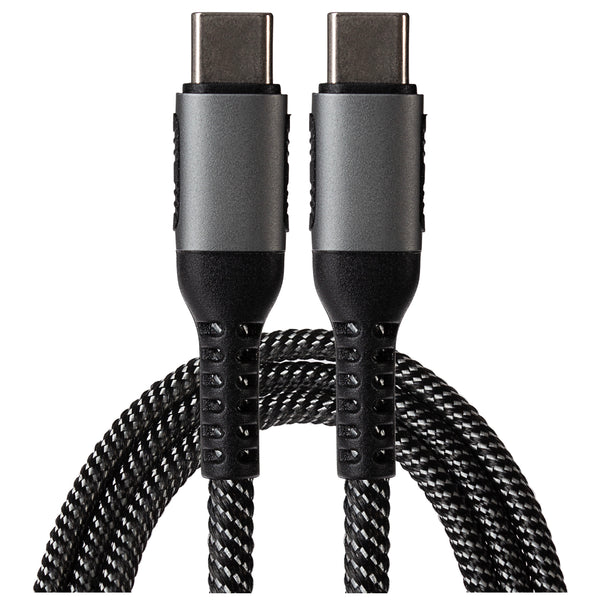 Maplin USB-C to USB-C 60W Braided Cable - Black, 3m