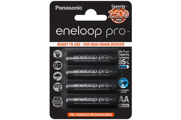 Panasonic Eneloop Pro Rechargeable Ni-MH AA Batteries - Pack of 4