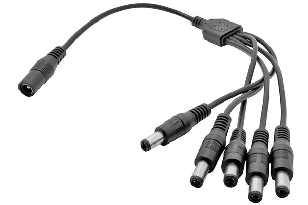 Maplin 5 Way Power Splitter Cable DC 1x Female 5x Male 5.5 x 2.1mm Plug for CCTV - Black
