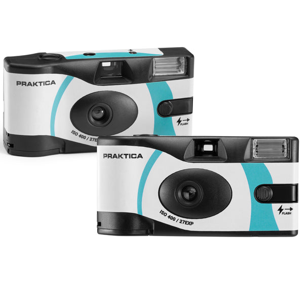 PRAKTICA Luxmedia 35mm Disposable Film Camera with Flash 27 Exposure ISO400 Film, Pack of 2