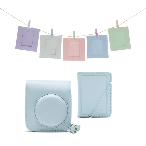 Fujifilm Instax Mini 12 Accessory Kit with Case, Photo Album, Hanging Cards & Pegs - Pastel Blue