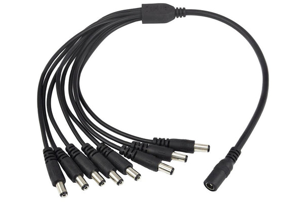 Maplin 8 Way Power Splitter Cable DC 1x Female 8x Male 5.5 x 2.1mm Plug for CCTV - Black