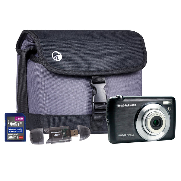 Agfa Photo Realishot DC8200 Compact Digital Camera Kit with 32GB SD, Card Reader & Shoulder Bag - Black