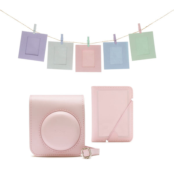 Fujifilm Instax Mini 12 Accessory Kit with Case, Photo Album, Hanging Cards & Pegs - Blossom Pink