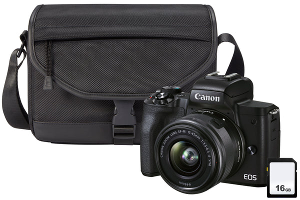 Canon EOS M50 Mark II CSC Camera + EF-M15-45mm Lens + SB130 + 16GB Kit - Black