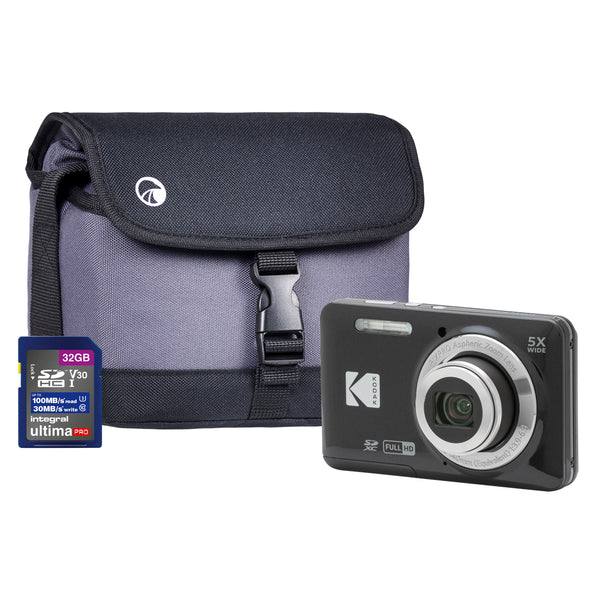 Kodak PIXPRO X55 16MP 5x Zoom Camera Kit inc Shoulder Bag & 32GB SD Card - Black