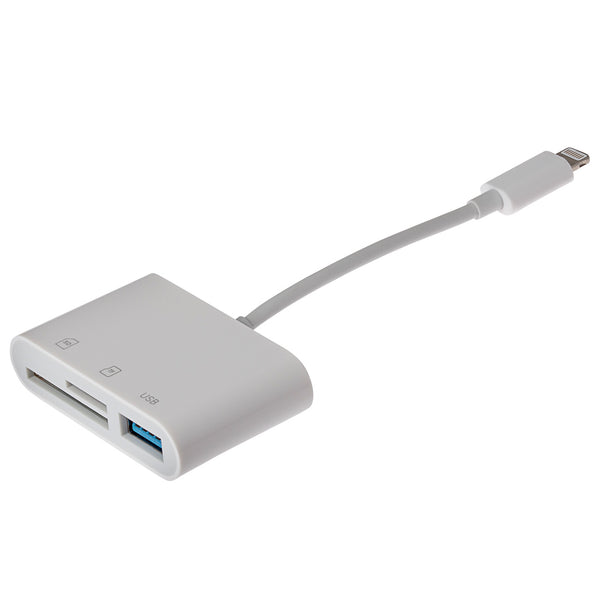 Maplin Lightning Connector Camera Download Adapter SD / MicroSD Card Reader & USB-A Port