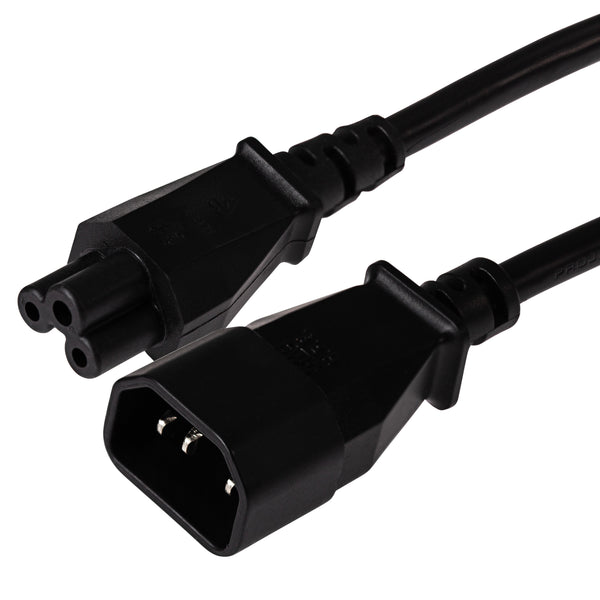 Maplin Power Lead IEC C5 Clover Leaf Plug Female to IEC C14 Male - Black, 1m