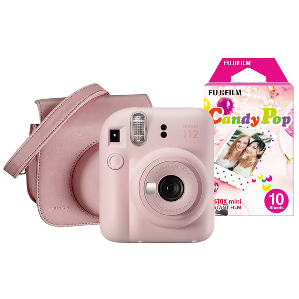 Fujifilm Instax Mini 12 Instant Camera Kit with 10 Shot CandyPop Film & Case - Blossom Pink