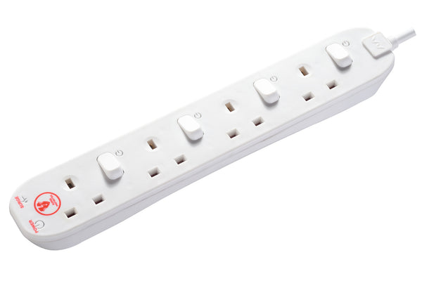 Masterplug 2m 4-Socket 13A Individually Switched Surge Extension Lead White