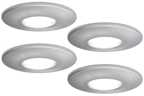 4lite IP20 GU10 Fire-Rated Downlight - Satin Chrome, Pack of 4