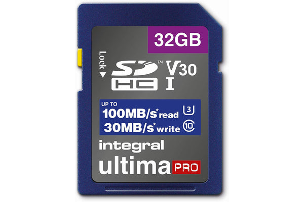 Integral 32GB High Speed V30 UHS-I U3 Class 10 SDHC Memory Card