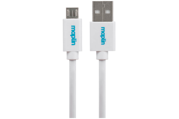 Maplin USB-A to Micro USB-B Cable - White, 0.25m