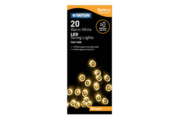 Status Bergen 20 LED String Lights - Warm White, 1.52m