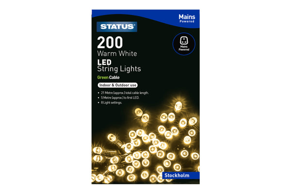 Status Stockholm 200 LED String Lights - Warm White, 21m