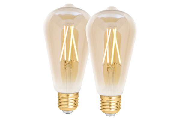 4lite WiZ Connected ST64 Amber WiFi LED Smart Bulb - E27 Large Screw, Pack of 2