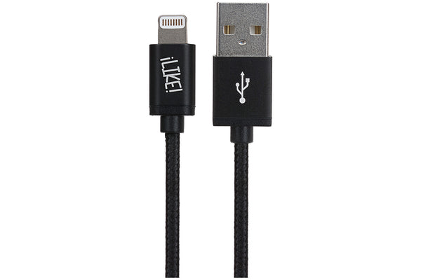 Maplin Lightning Connector to USB-A Cable Braided 10W 1m Silver Retail Packaging