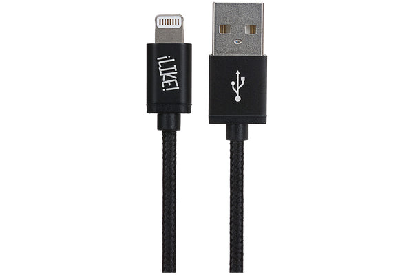 Maplin Lightning Connector to USB A Male Braided Cable 1m Black