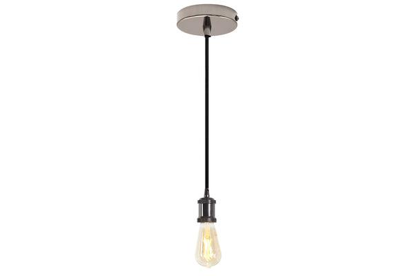 4lite WiZ Connected Decorative Single Lighting Pendant with ST64 Amber Coated Filament LED Smart Bulb - Blackened Silver