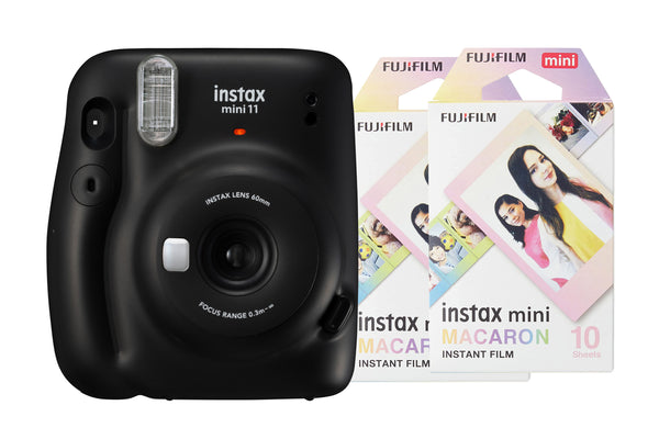 Fujifilm Instax Mini 11 Instant Camera with 20 Shot Macaron Film Pack Charcoal Grey