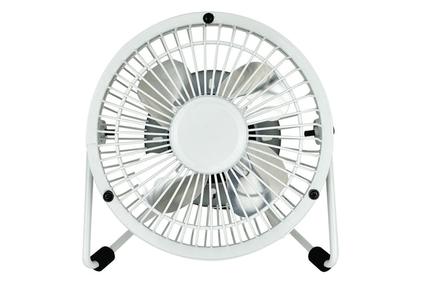 Status Portable USB Powered 4" Desk Mini Fan - White Metal