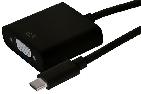 Maplin USB-C to VGA Adapter V3.1 Full HD 0.13m Cable - Black