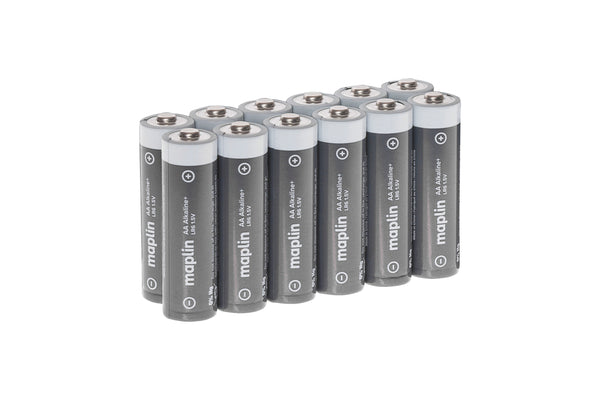 Maplin 12x AA LR6 1.5V Alkaline Batteries 7 Year Shelf Life High Performance