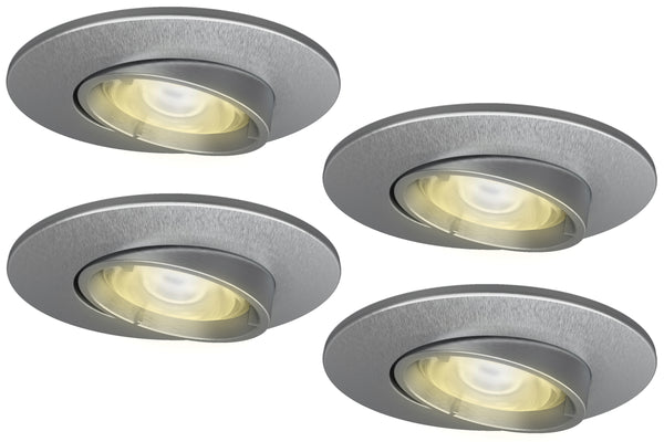 4lite IP20 GU10 Fire-Rated Adjustable Downlight - Matte White, Pack of 4