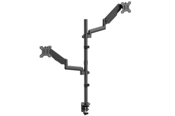 ProperAV Dual Swing Arm Desk PC Monitor Mount Extra Height Gas Spring 17''- 32'' VESA Max 100x100