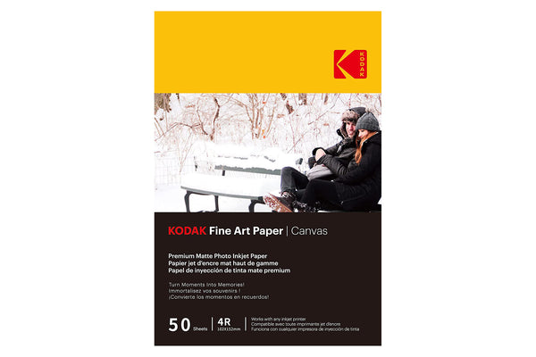 Kodak Fine Art Canvas 4R 102x152mm Premium Matte Photo Inkjet Paper - 50 Sheets