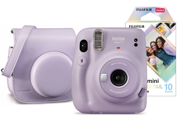 Fujifilm Instax Mini 11 Instant Camera with 10 Shot Mermaid Film Pack & Case - Lilac Purple