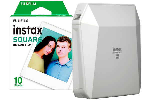 Fujifilm Instax SP-3 Share Square Wireless Photo Printer with 20 Shot Pack - White