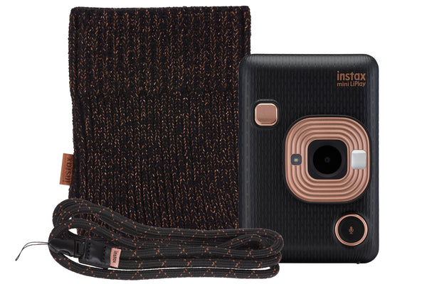 Fujifilm Instax Mini LiPlay Hybrid Instant Camera with FREE Pouch & Neck Strap - Elegant Black