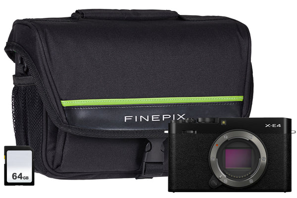 Fujifilm X-E4 Mirrorless Camera with 64GB SD Card & System Bag - Black, Body Only