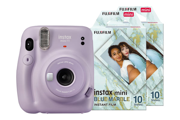 Fujifilm Instax Mini 11 Instant Camera + 20 Shot Marble Effect Film Pack - Lilac Purple