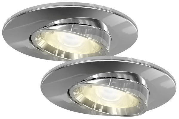 4lite WiZ Connected Fire-Rated IP20 GU10 Smart Adjustable LED Downlight - Chrome, Pack of 2