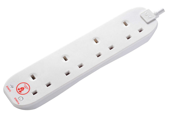 Masterplug 2m 4-Socket 13A Surge Protected Extension Lead White