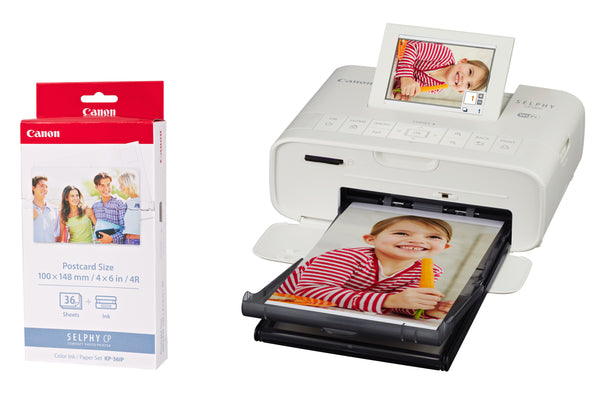 Canon SELPHY CP1300 Photo Wireless Printer including KP-36IP Ink Paper Set for 36 Photos - White