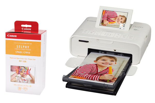 Canon SELPHY CP1300 Wireless Photo Printer including RP-108 Ink Paper Set for 108 Photos - White